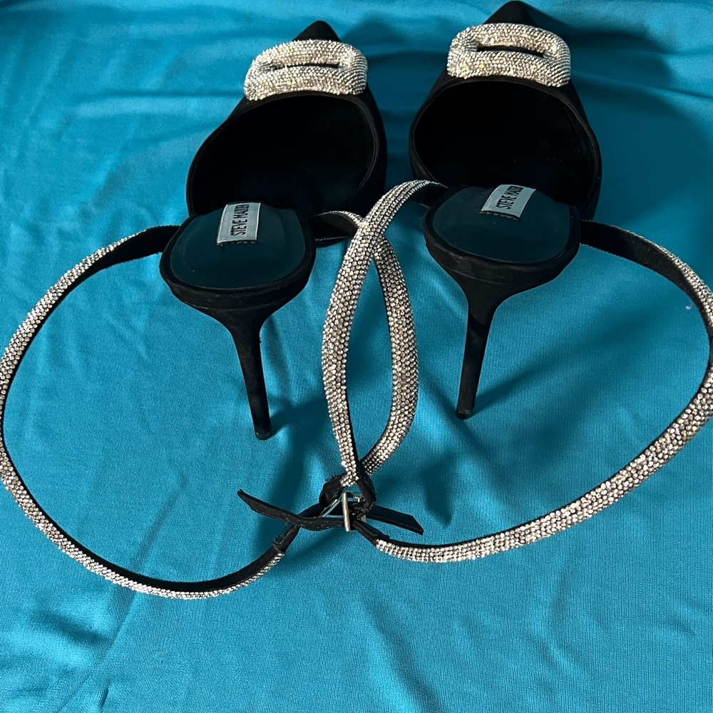 Steve Madden Black Heels with Silver Buckle - Picture 10 of 13